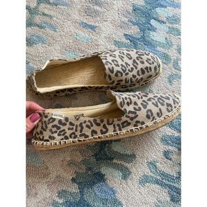 Soludos Cheetah Print Canvas Espadrille Flats - size 10